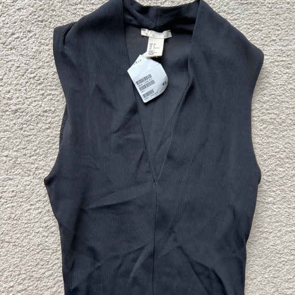 H&M TREND Black STRETCH BANDAGE BODYSUIT TOP  Tank Top Blouse Tee Sleeveless 4 - Picture 4 of 9